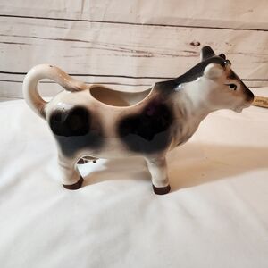 Vintage Ceramic Cow Creamer in Black and White 1940/1950 Utterly Adorable